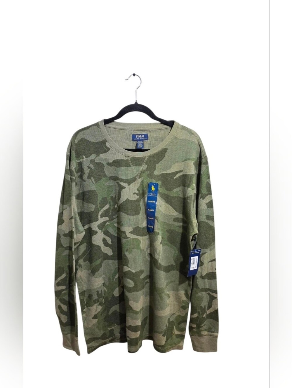 Polo Ralph Lauren Camo Pajama Top Green Waffle Knit Thermal Sleepwear Men's XL